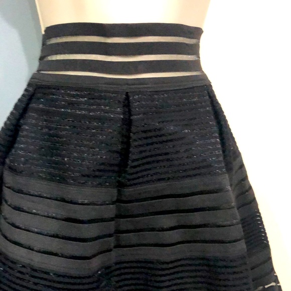 ANGL Black Pleated Mini Skirt Stripes All Around - Picture 7 of 12